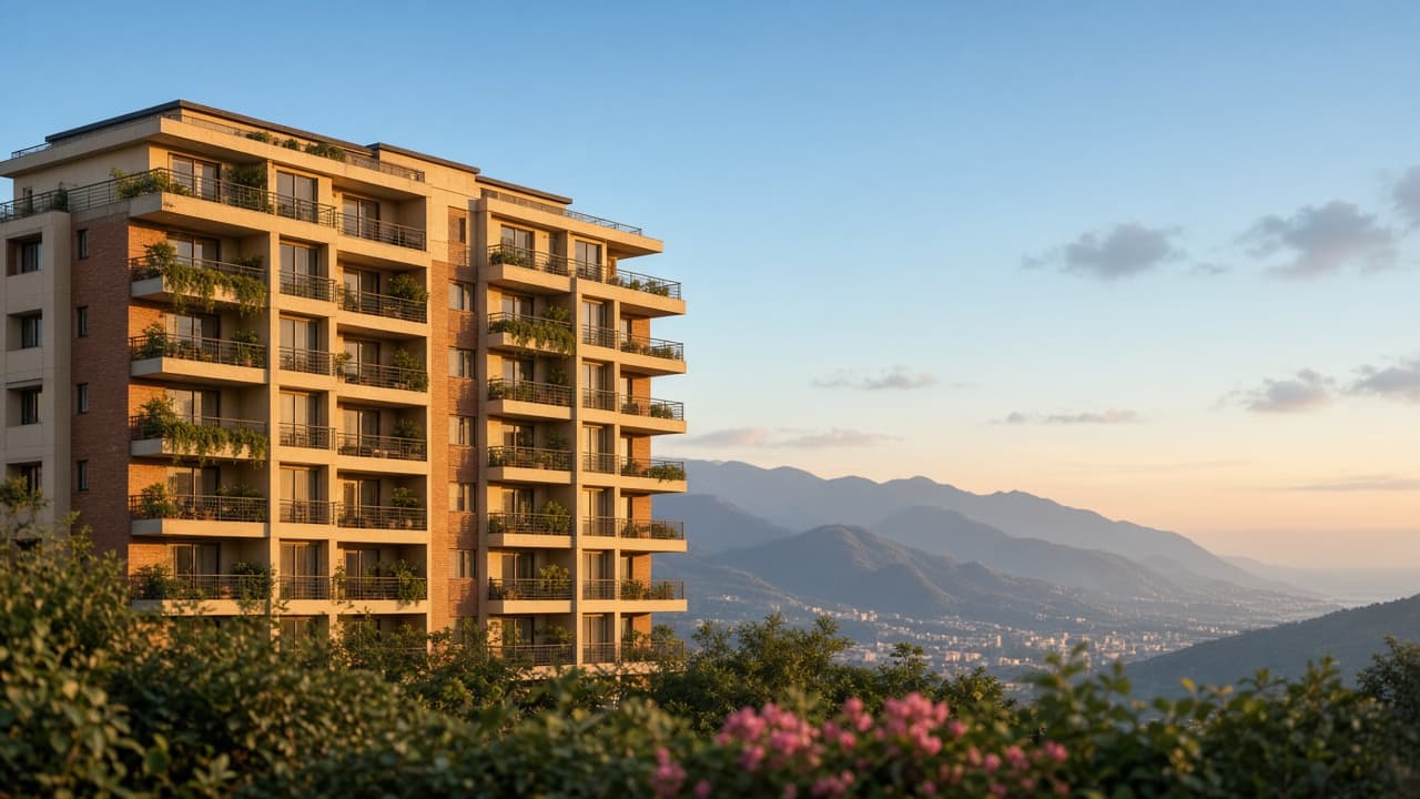 Edificio residencial al atardecer